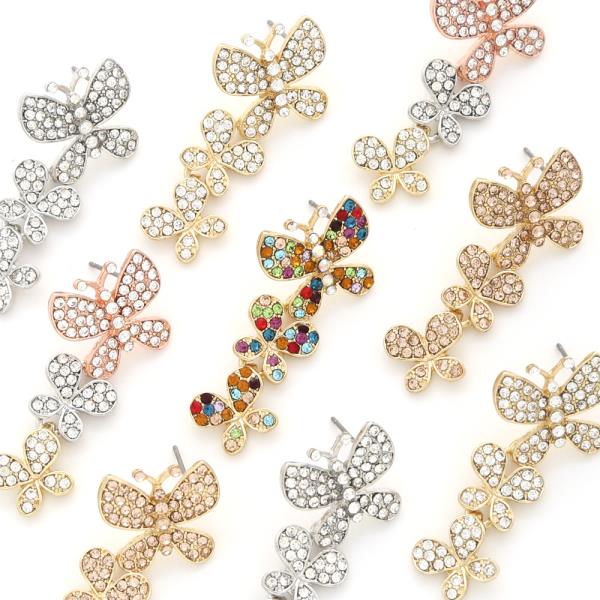CLEAR CRYSTAL BUTTERFLY EARRINGS