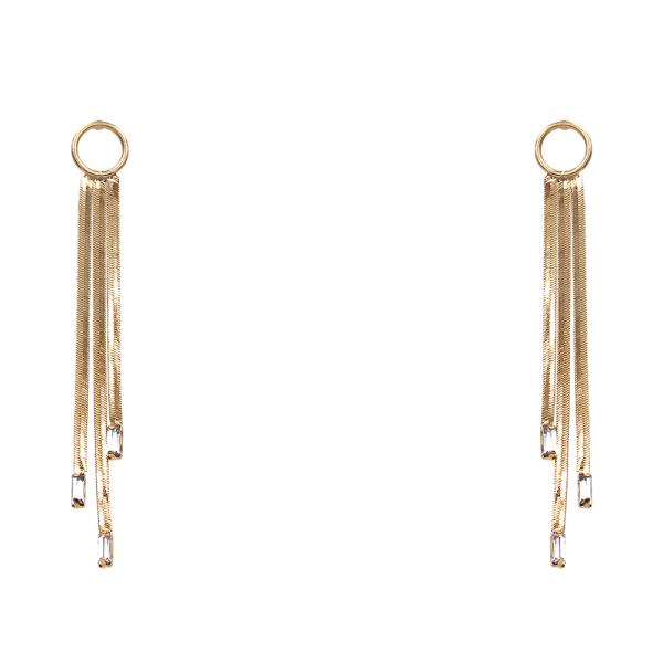 ROUND SNAKE LINK RHINESTONE DANGLE EARRING
