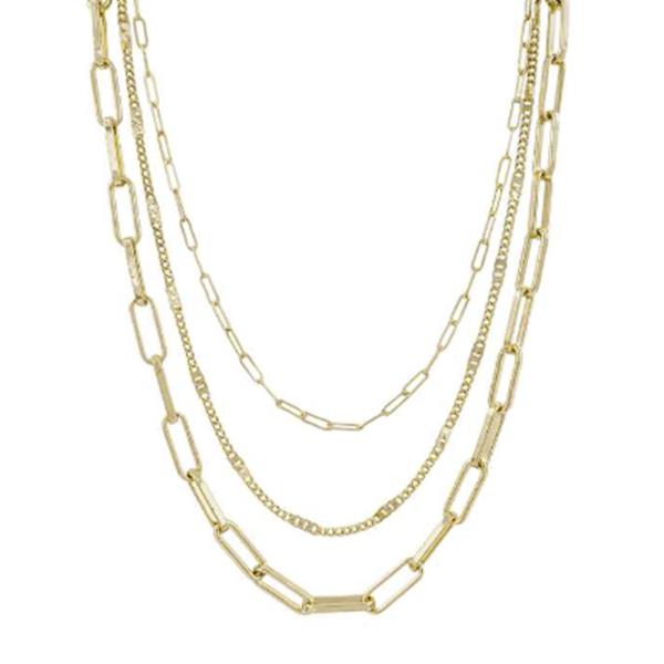 3 LAYERED METAL CHAIN MIXED NECKLACE