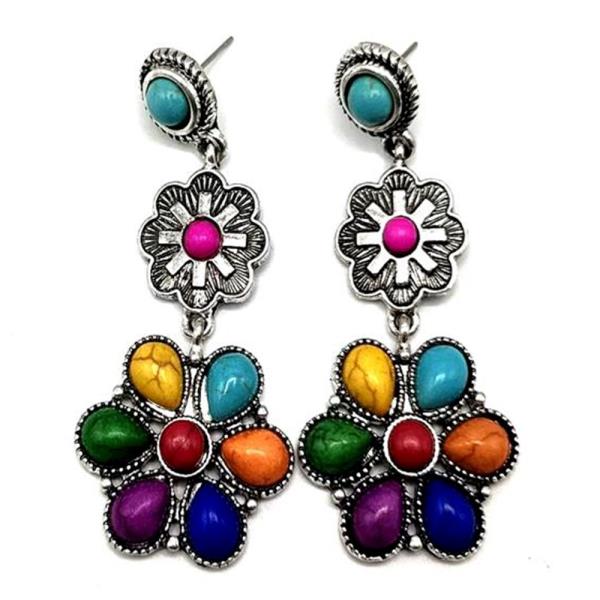 WESTERN FLOWER DANGLE EARRING