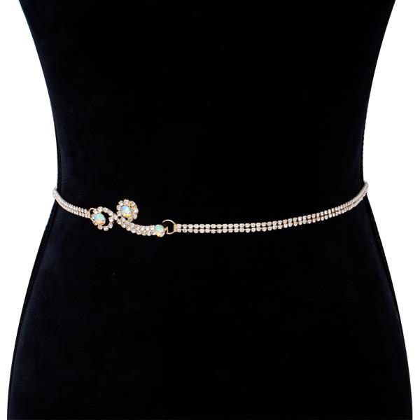 RHINESTONE SHAPE DESIGN HOOK BELT