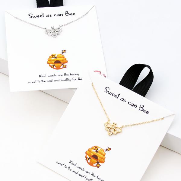 18K GOLD RHODIUM DIPPED SWEET AS CAN BEE CZ NECKLACE