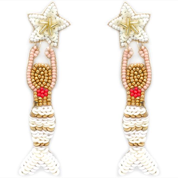 SEED BEAD MERMAID DANGLE EARRING