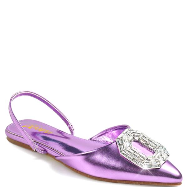 POINTY SLING BACK FLAT W ORNAMENT 12 PAIRS