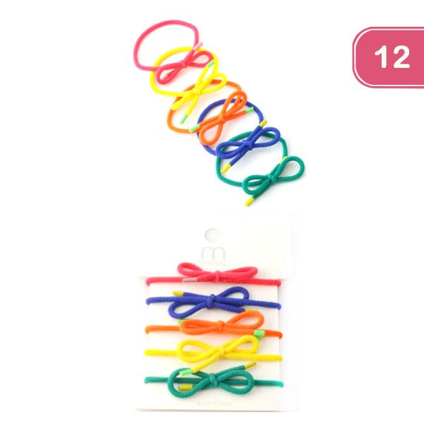 BOW TIED HAIR ELASTIC SET (12 UNITS)
