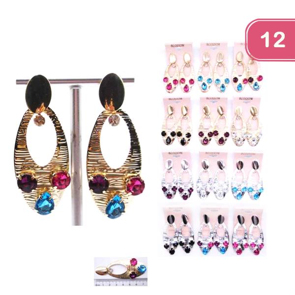 RHINESTONE METAL EARRING (12 UNITS)