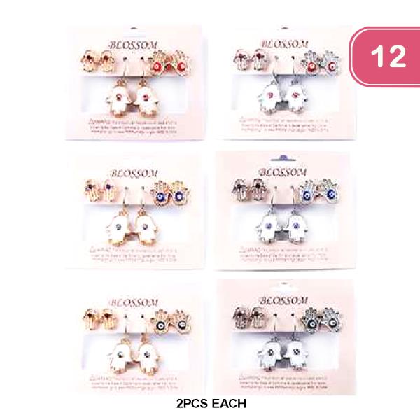 EVIL EYE HAND EARRING (12 UNITS)