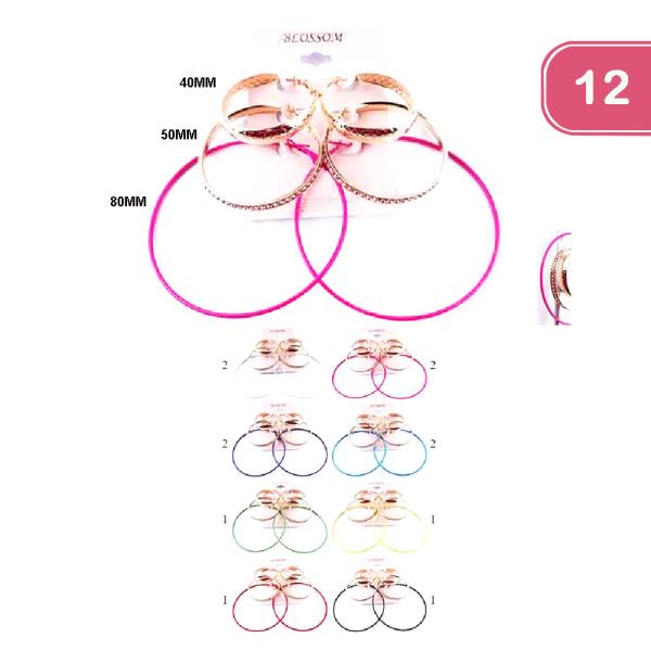 METAL DANGLE HOOP EARRING (12 UNITS)