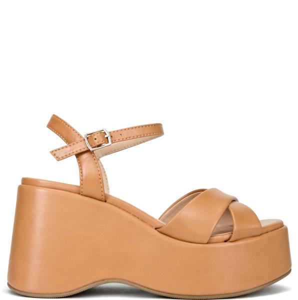 SMOOTH CROSSED ANKLE PLATFORM SLIDE 16 PAIRS