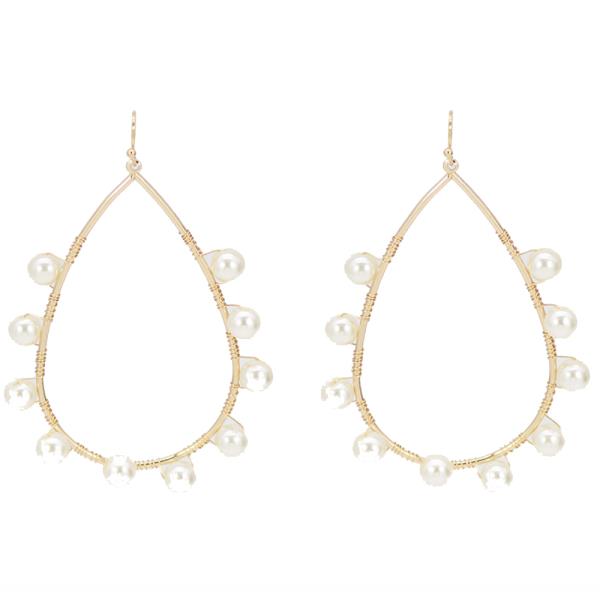 WIRE HOOP PEARL WRAP EARRING