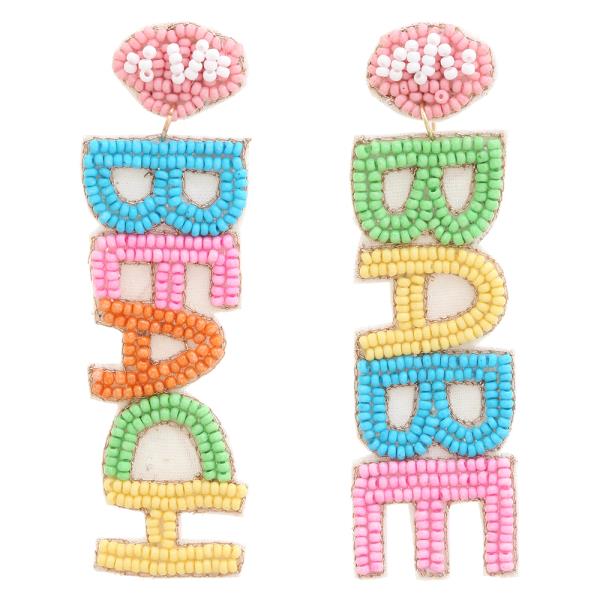 BEACH BABE SEED BEAD DANGLE EARRING