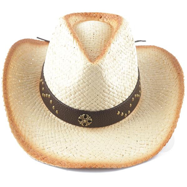 FASHION STRAW STUD WESTERN HAT
