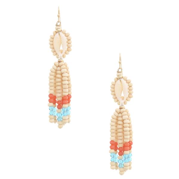 COWRIE SHELL BEADED DANGLE EARRING