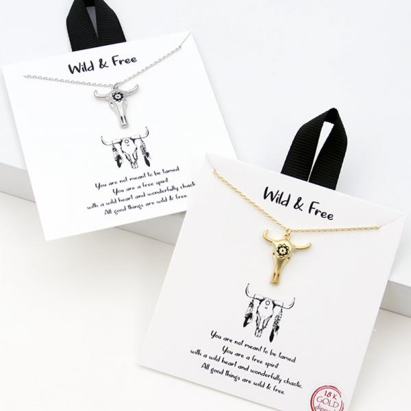 18K GOLD RHODIUM DIPPED WILD AND FREE NECKLACE