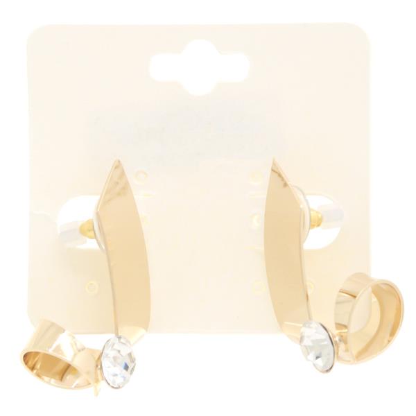 CRYSTAL METAL HOOP EARRING
