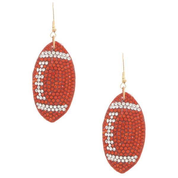 RHINESTONE FOOTBALL DANGLE EARRING