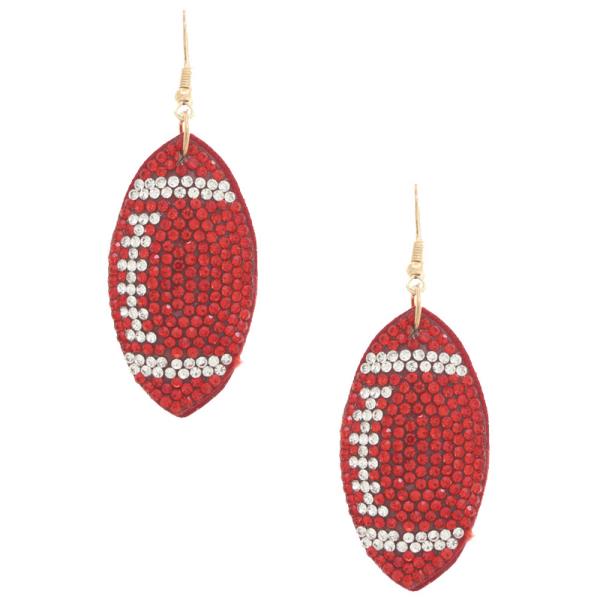 RHINESTONE FOOTBALL DANGLE EARRING