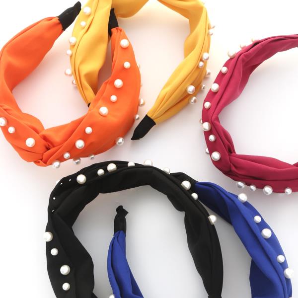 CRISS CROSS PEARL BEAD HEADBAND