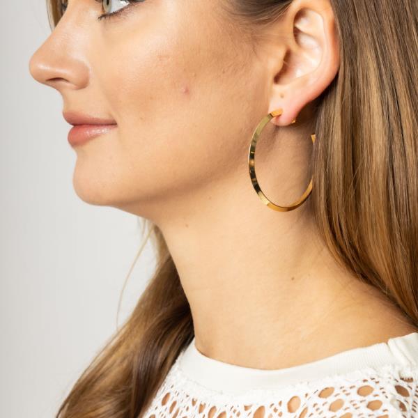 14K GOLD/WHITE GOLD DIPPED POST HOOP