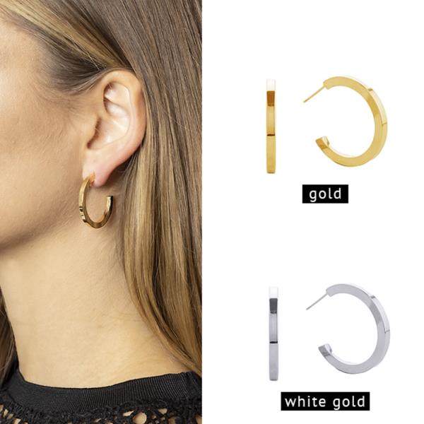 14K GOLD/WHITE GOLD DIPPED POT HOOP
