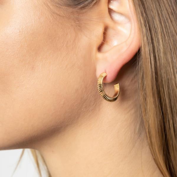 14K GOLD/WHITE GOLD DIPPED POST TEXTURED HOOP