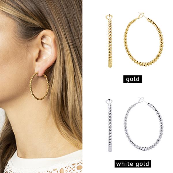 14K GOLD/WHITE GOLD DIPPED OMEGA CLOSURE HOOP
