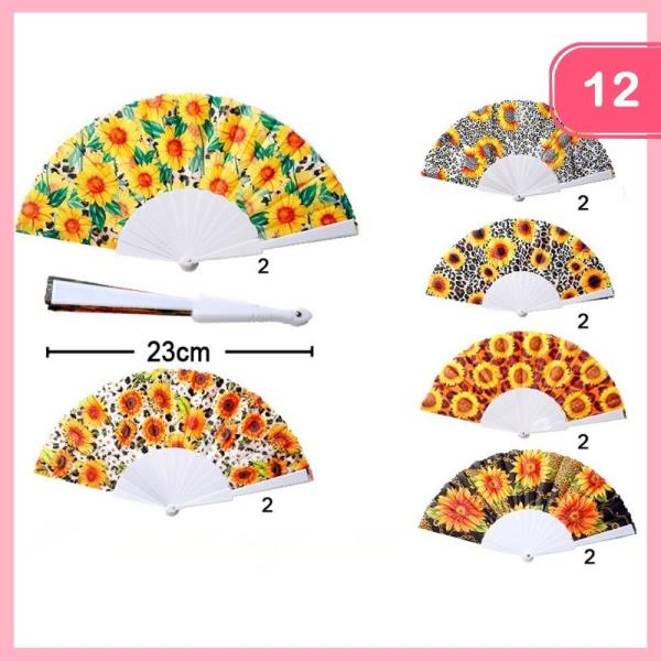 SUNFLOWER PATTERN HAND FAN (12 UNITS)