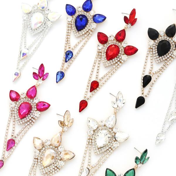 TEARDROP RHINESTONE DANGLE EARRING