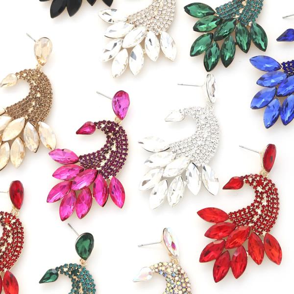 MARQUISE CURVE RHINESTONE EARRING