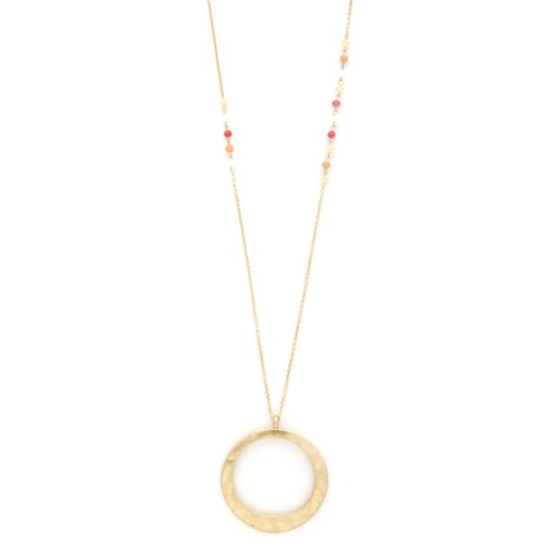 ROUND PENDANT BEADED NECKLACE