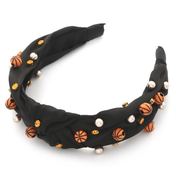 BASKETBALL BEAD STUDDED KNOT HEADBAND