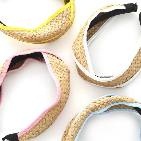 CRISS CROSS RAFFIA FABRIC EDGE HEADBAND