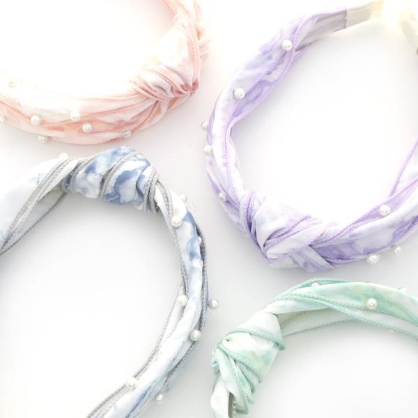 TIE DYE KNOT PEARL BEAD HEADBAND