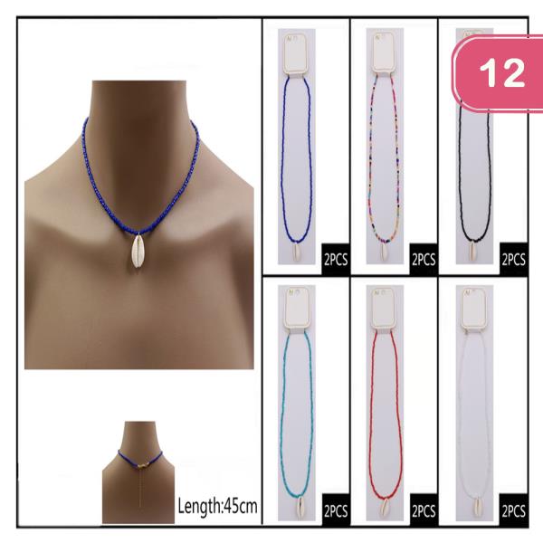 BEAD SHELL NECKLACE (12 UNITS)