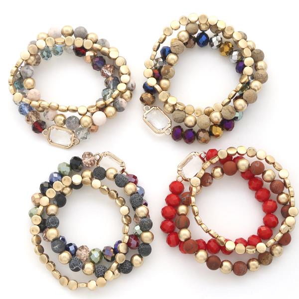 MULTI BEAD STRETCH BRACELET SET