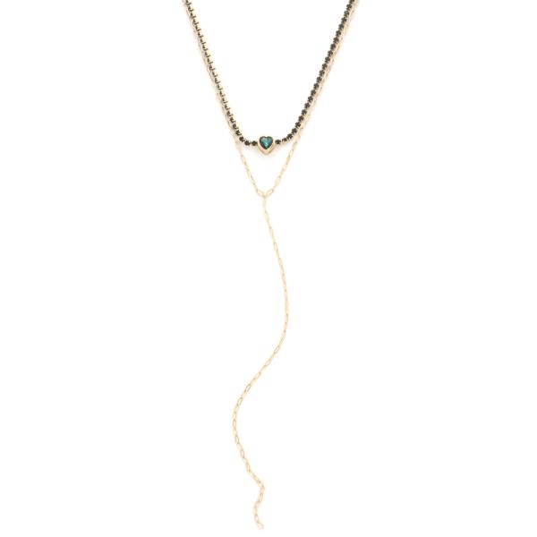 SODAJO DAINTY HEART CRYSTAL LAYERED NECKLACE