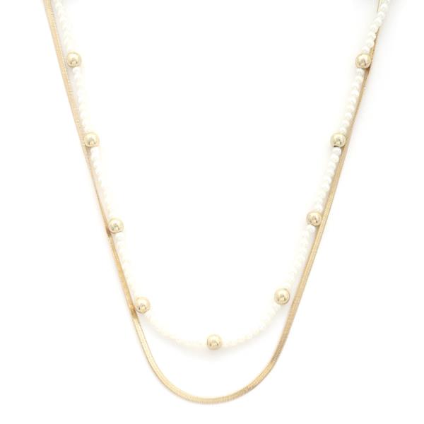 SODAJO PEARL BALL BEAD LAYERED NECKLACE