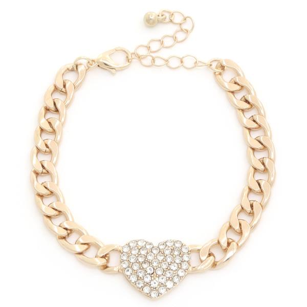 SODAJO CRYSTAL HEART CUBR LINK BRACELET