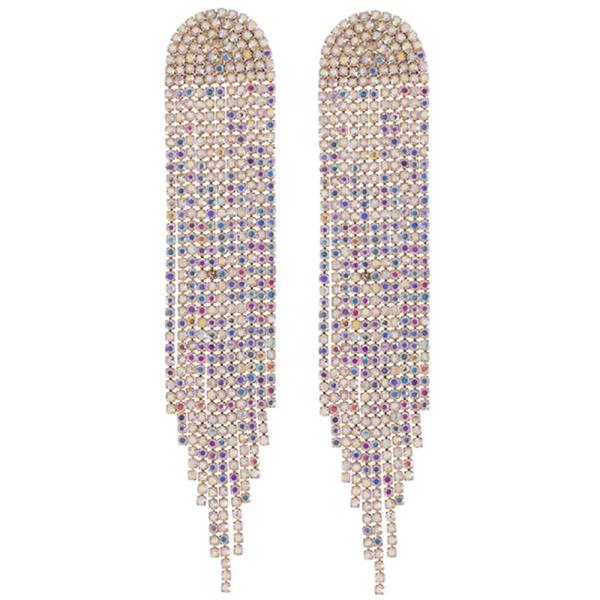 RHINESTONE ARC TASSLE EARRING