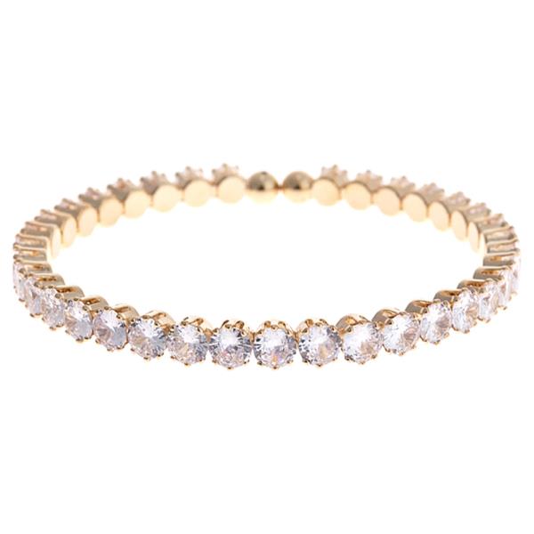 CUBIC ZIRCONIA 5MM ROUND STONE CUFF BRACELET