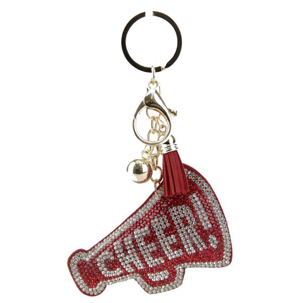 RHINESTONE CHEER KEYCHAIN WITH TASSEL