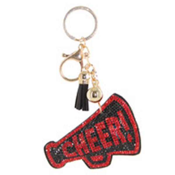 RHINESTONE CHEER KEYCHAIN WITH TASSEL