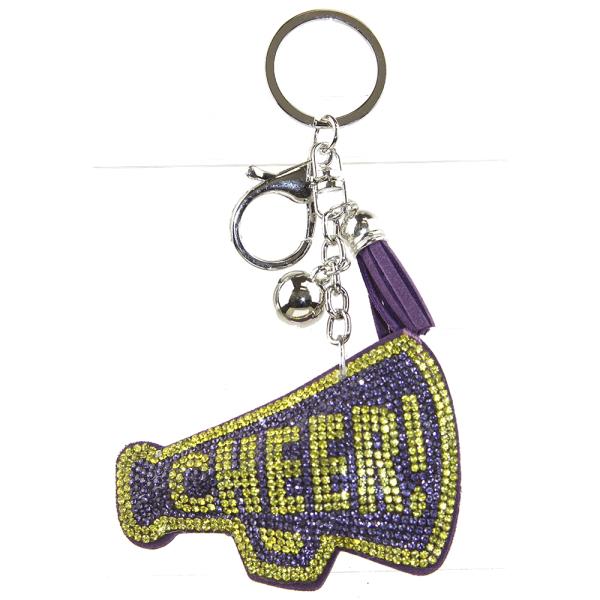RHINESTONE CHEER KEYCHAIN WITH TASSEL