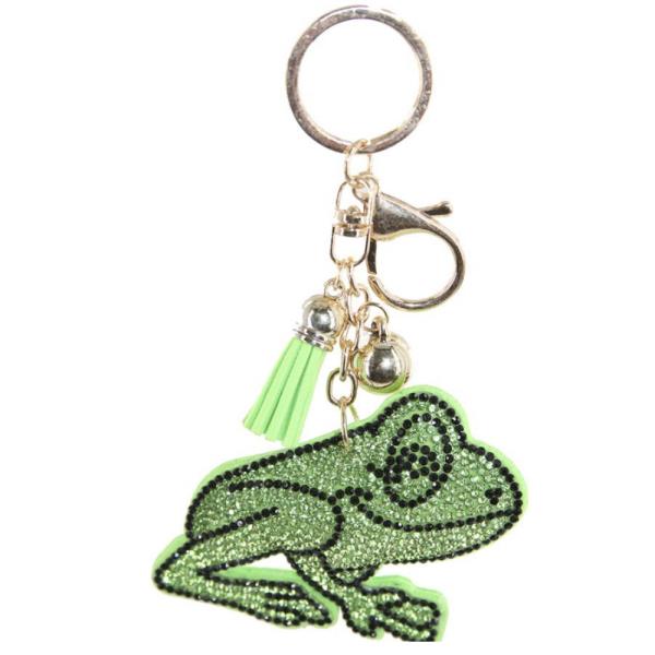 RHINESTONE FROG KEYCHAIN WITH TASSEL