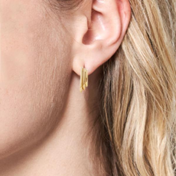 14K GOLD/WHITE GOLD DIPPED POST 14MM EARRING