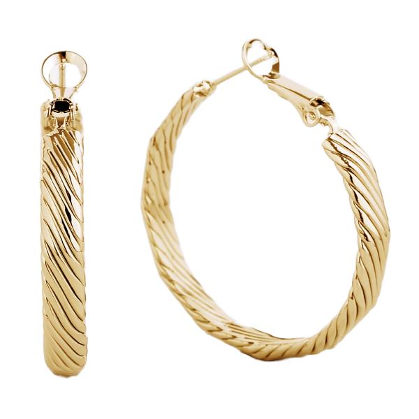14K GOLD/WHITE GOLD DIPPED OMEGA CLOSURE HOOP 35MM EARRING