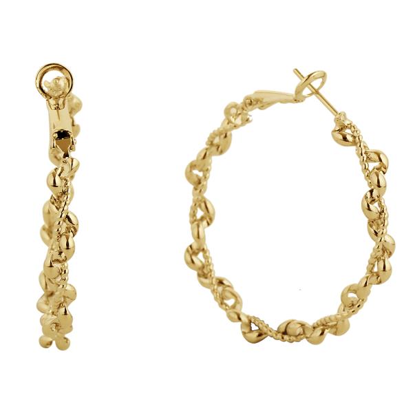 14K GOLD/WHITE GOLD DIPPED OMEGA CLOSURE HOOP 40MM EARRING