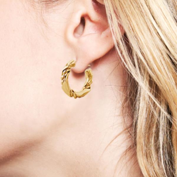 14K GOLD/WHITE GOLD DIPPED POST HOOP 2.54CM EARRING