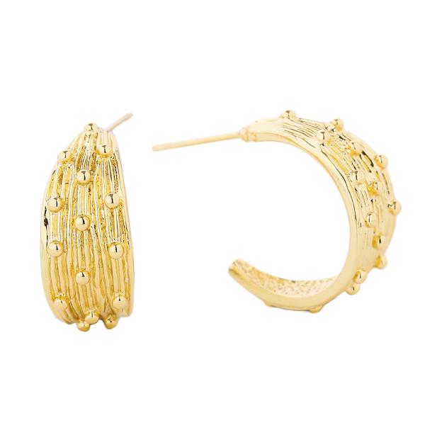 14K GOLD/WHITE GOLD DIPPED POST HOOP 2.11CM EARRING