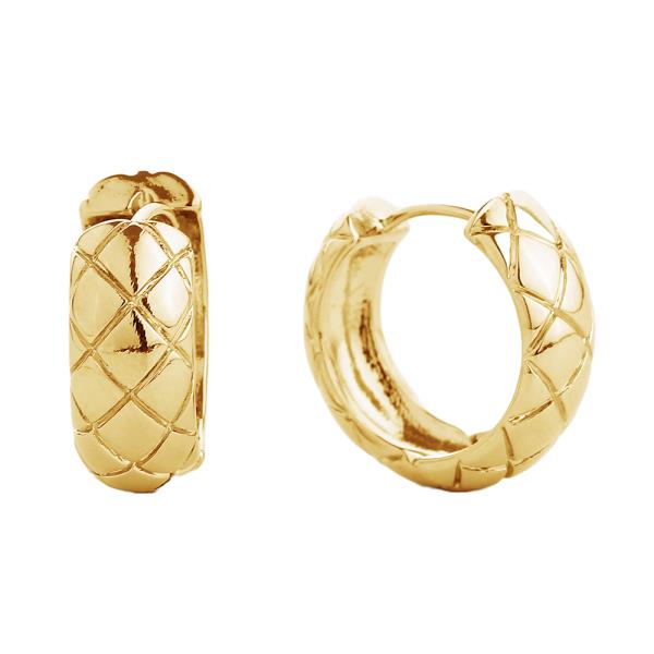14K GOLD/WHITE GOLD DIPPED HUGGIE HOOP 2.11CM EARRING